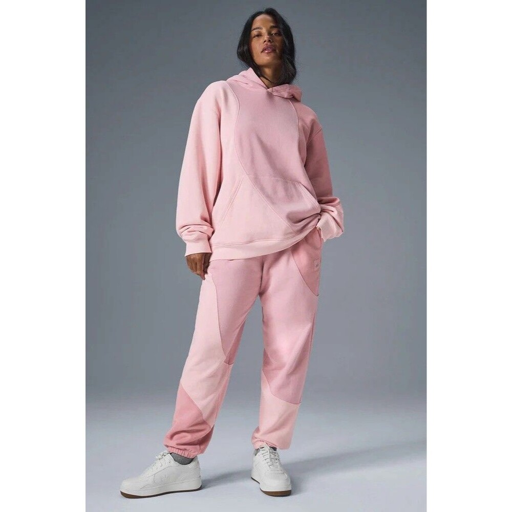 ALO Yoga Make Waves SET Hoodie and Sweatpants Size XXS Sunset Pink Tonal